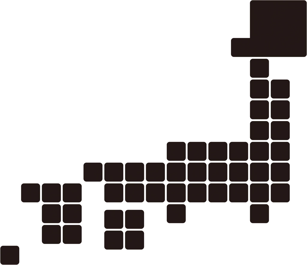 4種類の日本列島イラストとベクター | 黒色