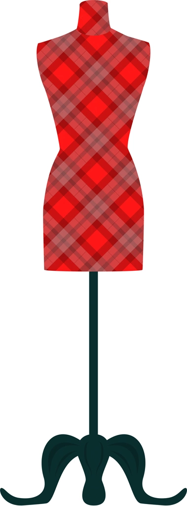 3種類のチェック柄のトルソーのイラストとベクター | 赤色