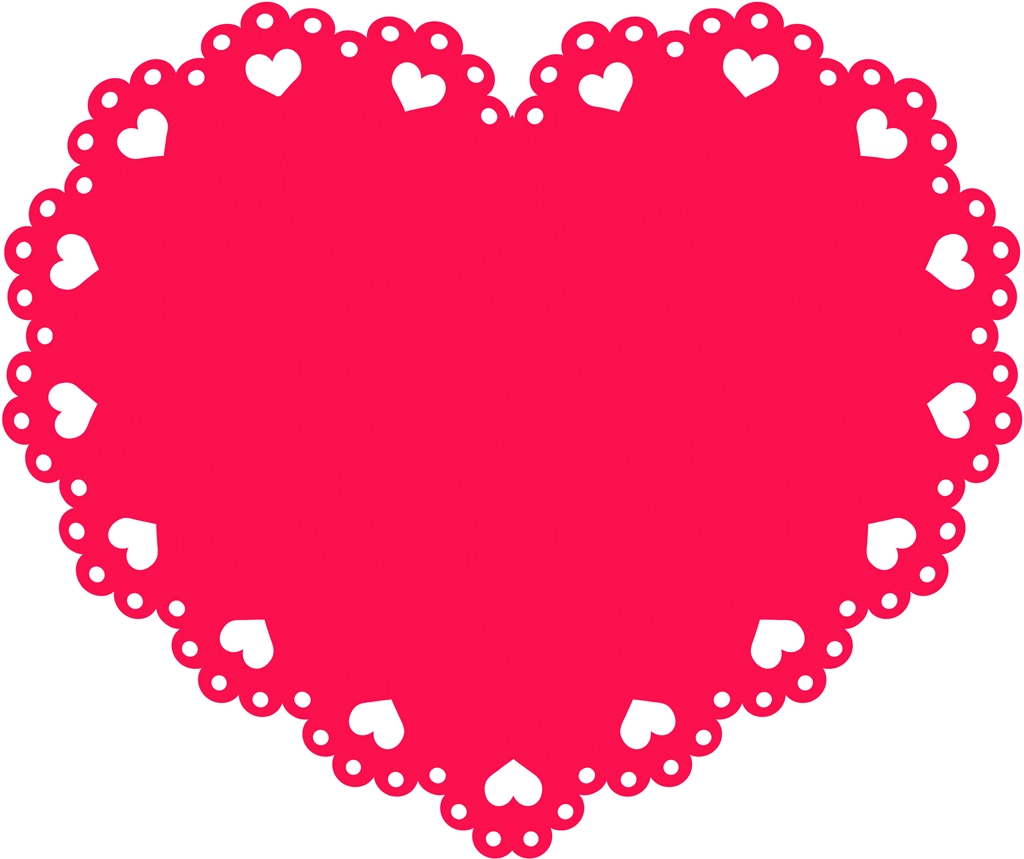 6種類のハート型のレースのイラストとベクター #1 | 赤色