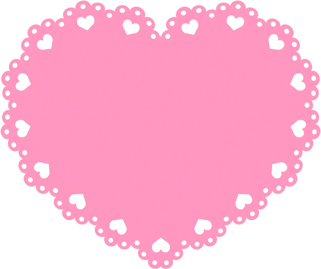 6種類のハート型のレースのイラストとベクター #1 | ピンク色