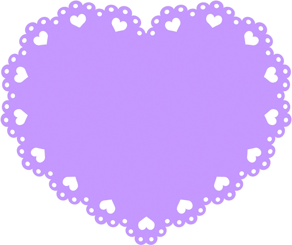 6種類のハート型のレースのイラストとベクター #1 | 紫色