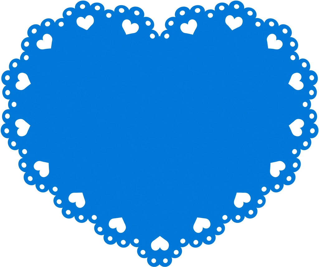 6種類のハート型のレースのイラストとベクター #1 | 青色