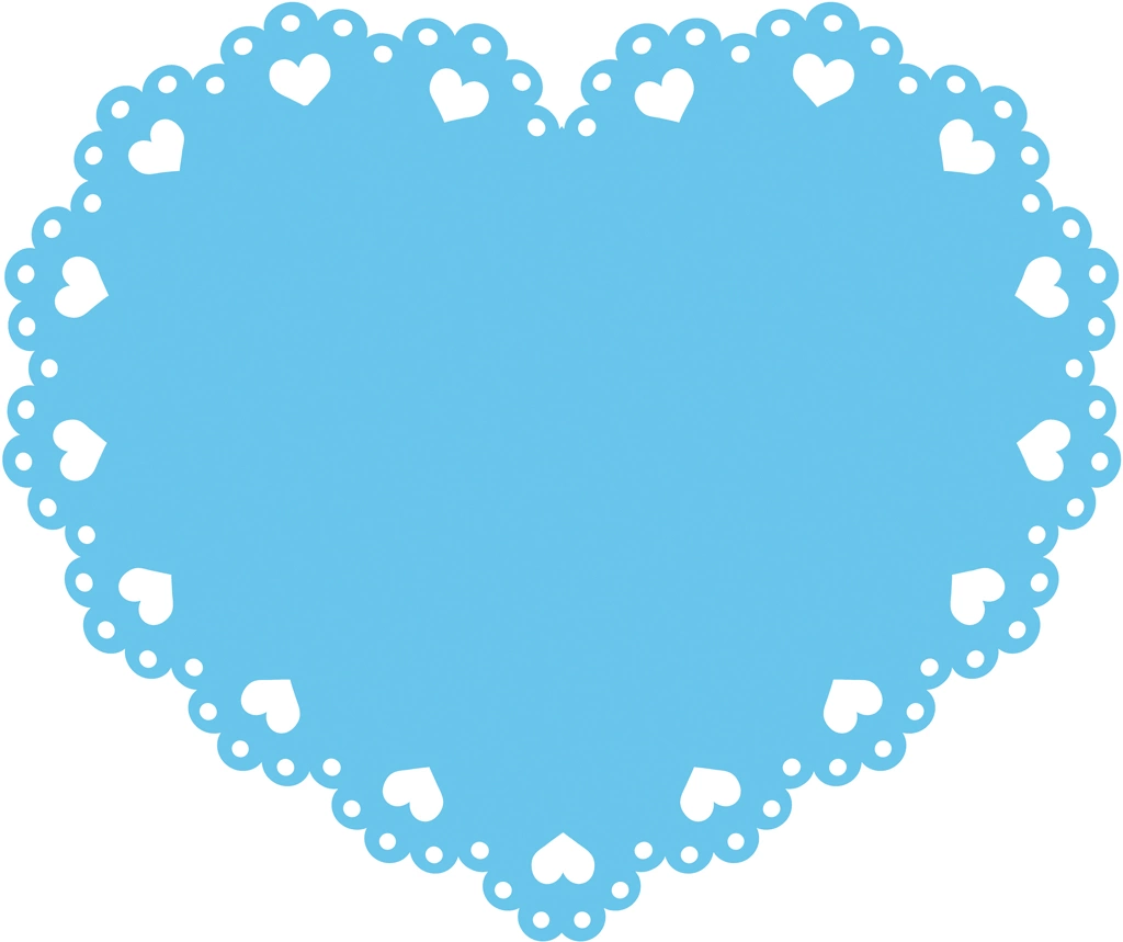 6種類のハート型のレースのイラストとベクター #1 | 水色