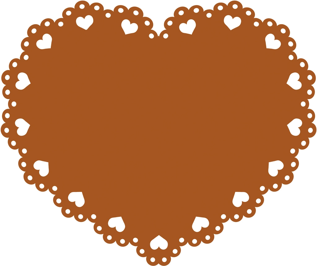 6種類のハート型のレースのイラストとベクター #1 | 茶色