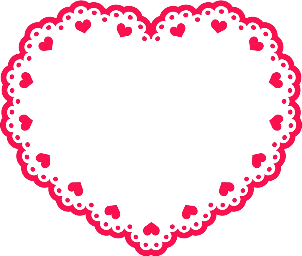 6種類のハート型のレースのイラストとベクター #2 | 赤色