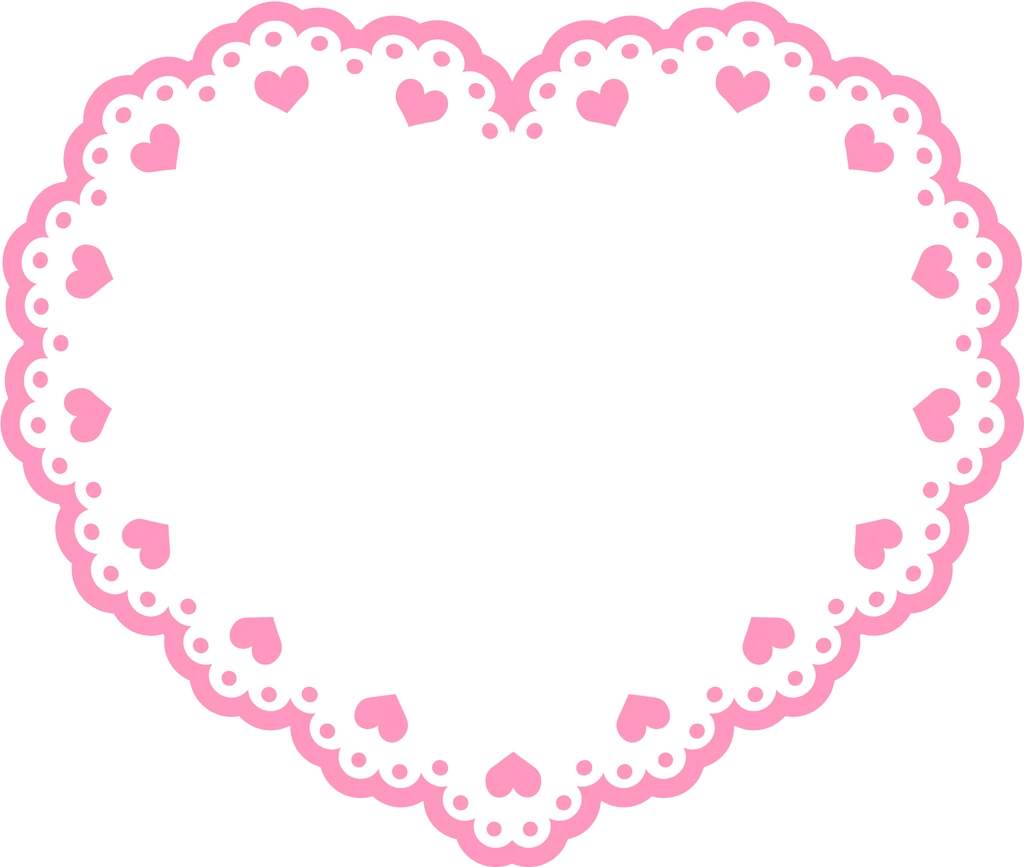 6種類のハート型のレースのイラストとベクター #2 | ピンク色