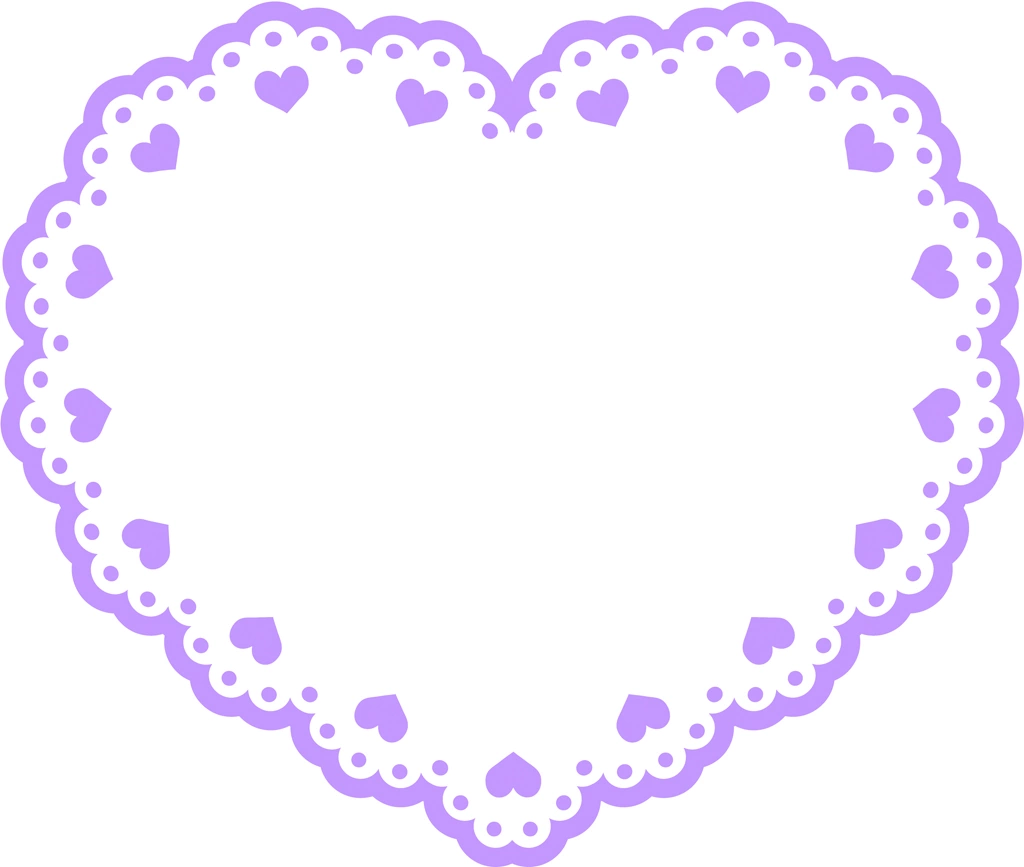 6種類のハート型のレースのイラストとベクター #2 | 紫色