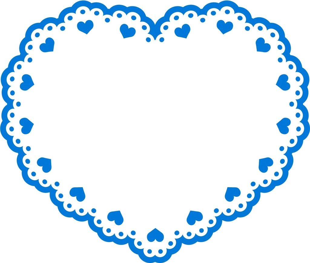 6種類のハート型のレースのイラストとベクター #2 | 青色