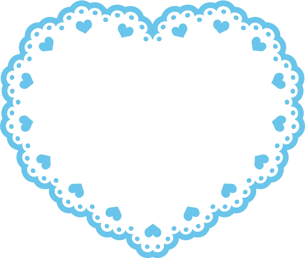 6種類のハート型のレースのイラストとベクター #2 | 水色