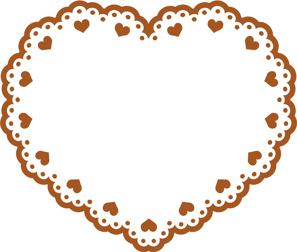 6種類のハート型のレースのイラストとベクター #2 | 茶色