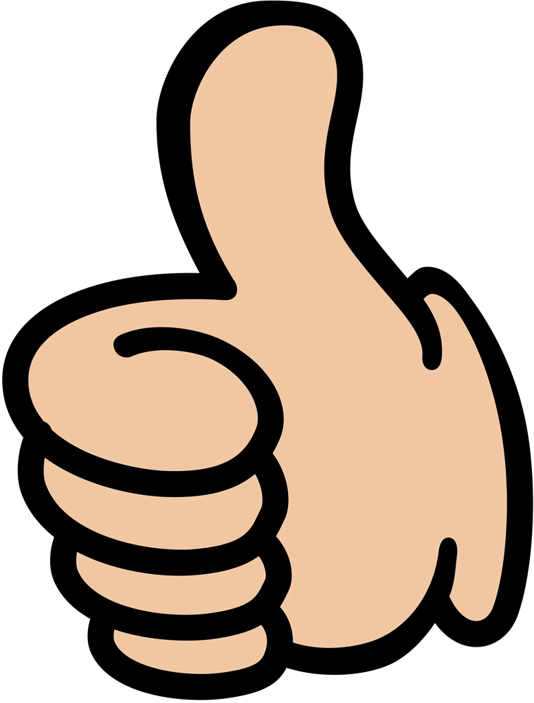6種類のサムズアップの手のイラストとベクター | ペールオレンジ