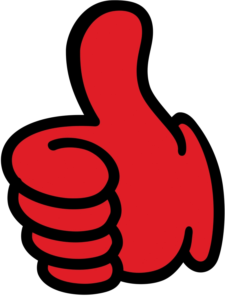 6種類のサムズアップの手のイラストとベクター | 赤色