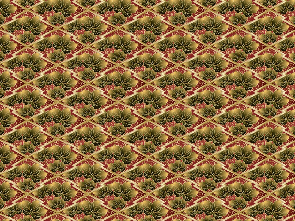 6種類の幾何学的な桐文様の背景イラストとベクター | オリーブ色と薄金色