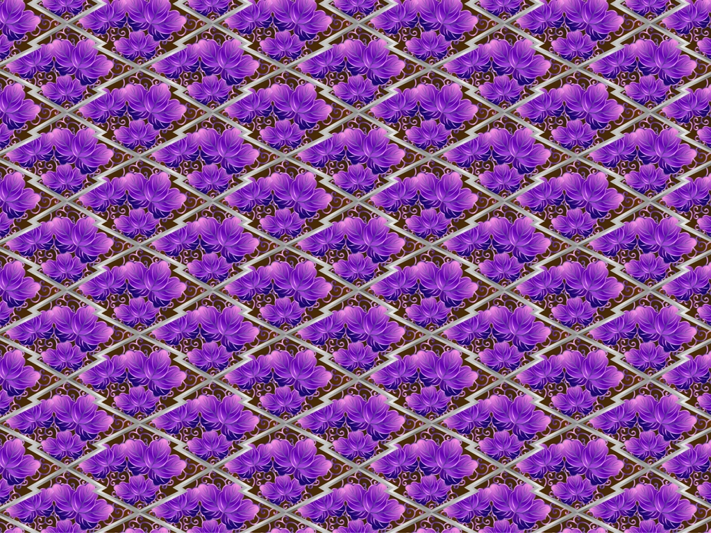 6種類の幾何学的な桐文様の背景イラストとベクター | 紫色と銀色