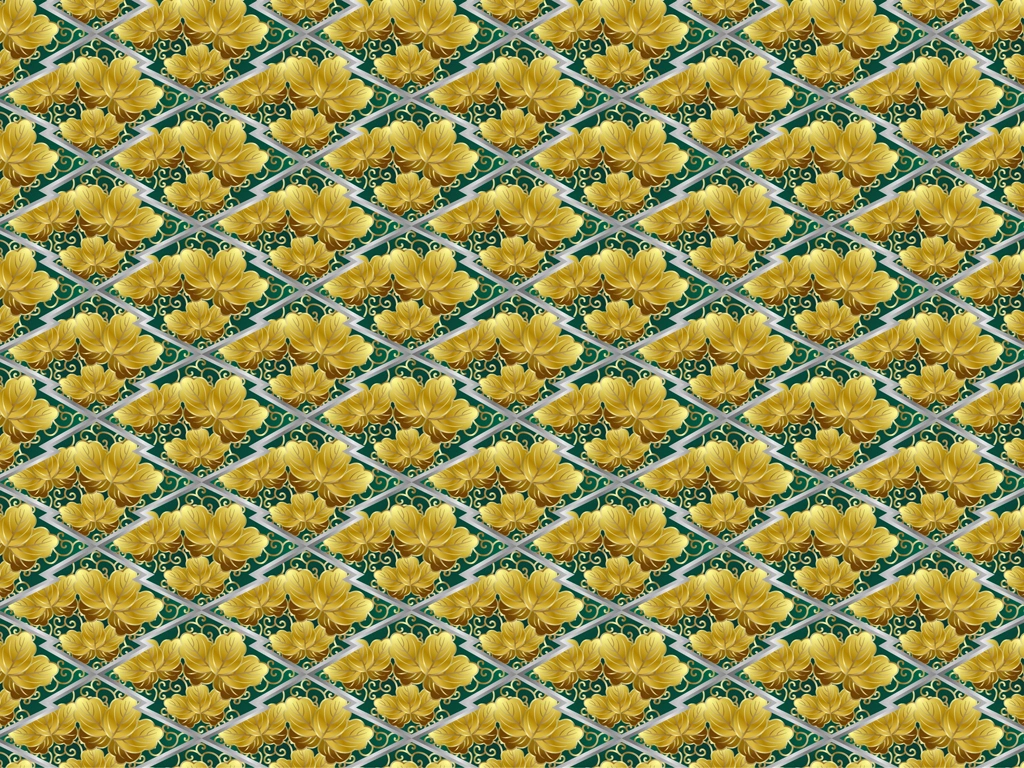 6種類の幾何学的な桐文様の背景イラストとベクター | 黄色と銀色