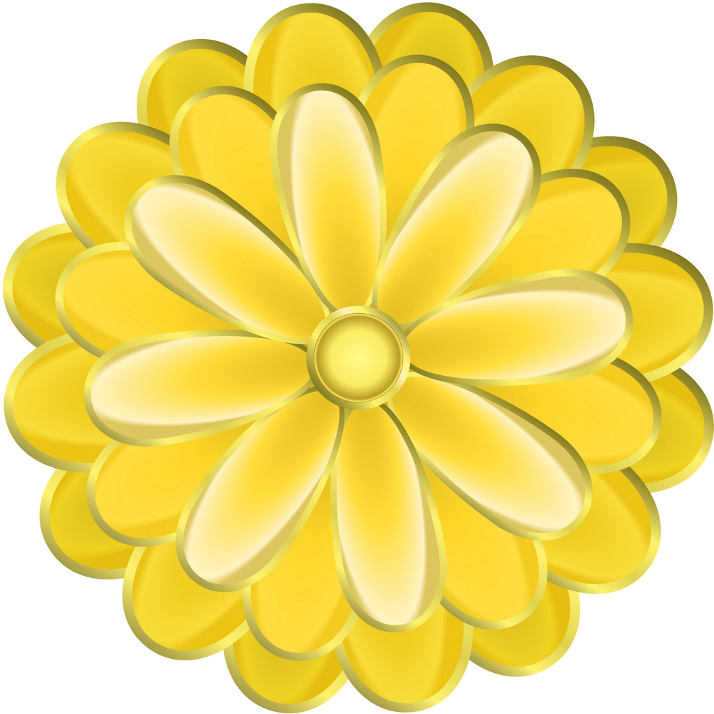 6種類の菊の花の図案イラストとベクター | 黄色