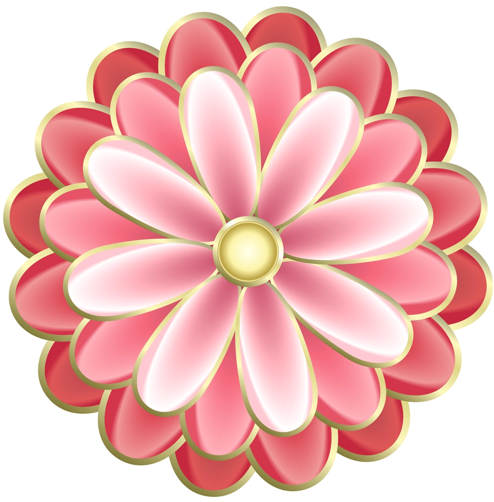 6種類の菊の花の図案イラストとベクター | 赤色