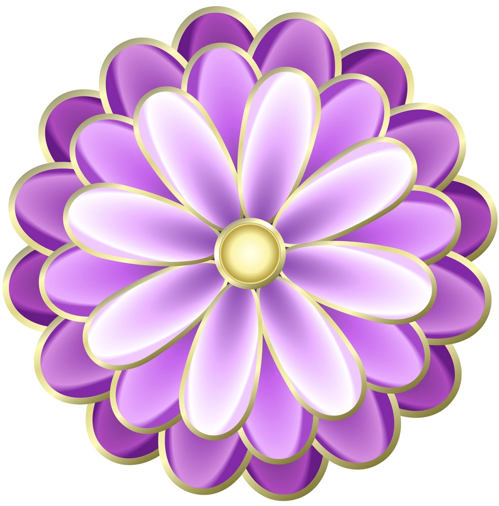 6種類の菊の花の図案イラストとベクター | 紫色