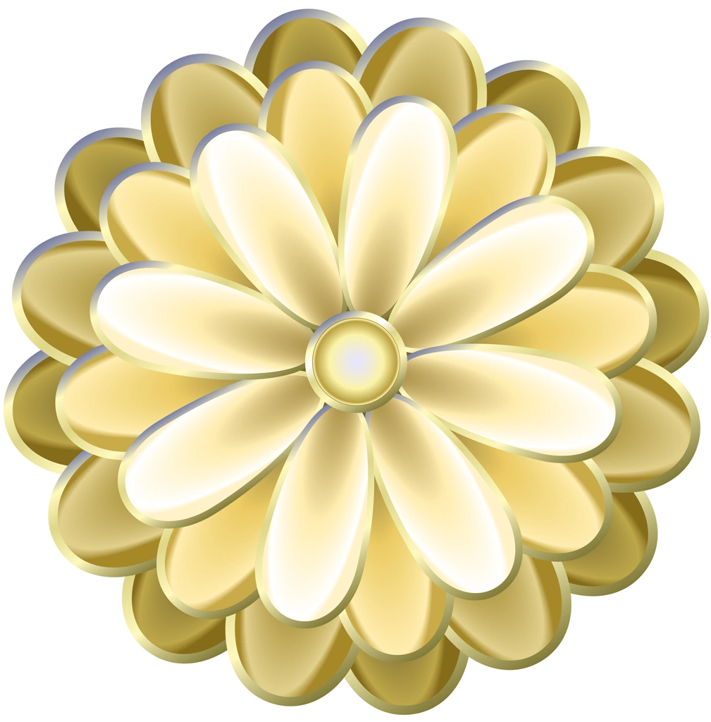 6種類の菊の花の図案イラストとベクター | 金色