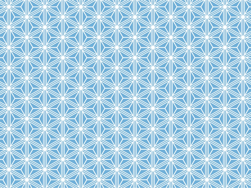 6種類の麻の葉柄模様のイラストとベクター | 白色と青色