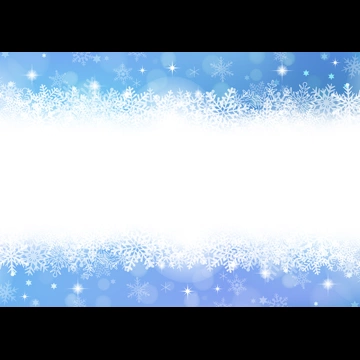 4種類のキラキラ光る光の玉と雪の結晶のフレームイラストとベクター