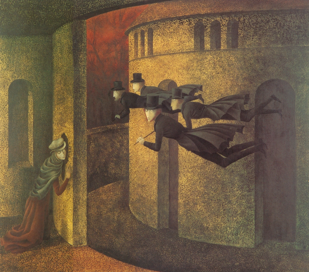 「行動する銀行たち」 レメディオス・バロ （1962年） | レメディオス・バロ展 1999年より