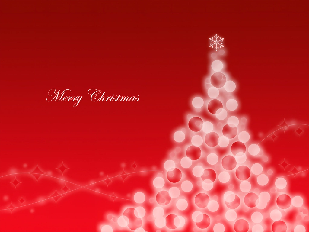 3種類の光の玉ボケのクリスマスツリーの背景イラスト | 赤色