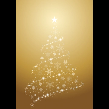 4種類の光と雪の結晶のクリスマスツリーのイラストとベクター