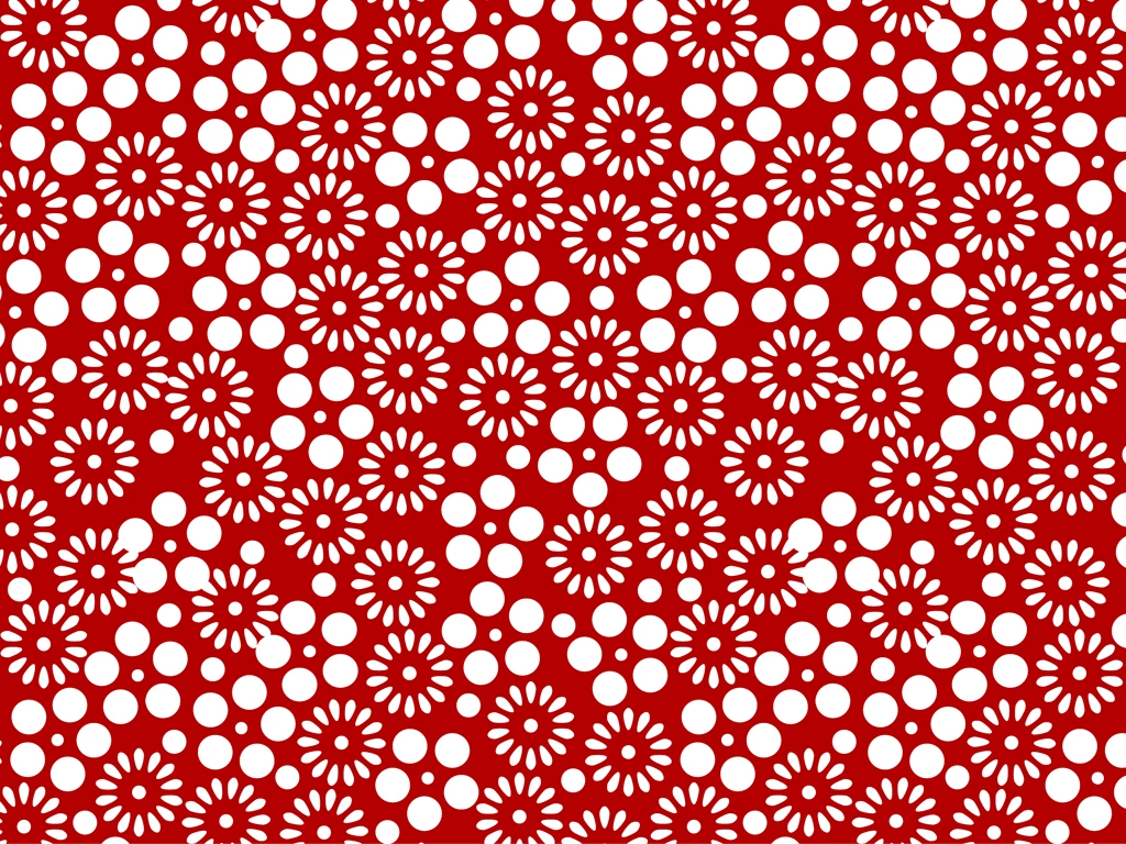 6種類の梅小紋と花柄の和風背景のイラストとベクター | 白色と赤色