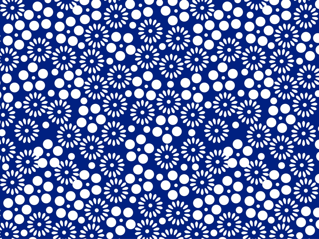 6種類の梅小紋と花柄の和風背景のイラストとベクター | 白色と青色