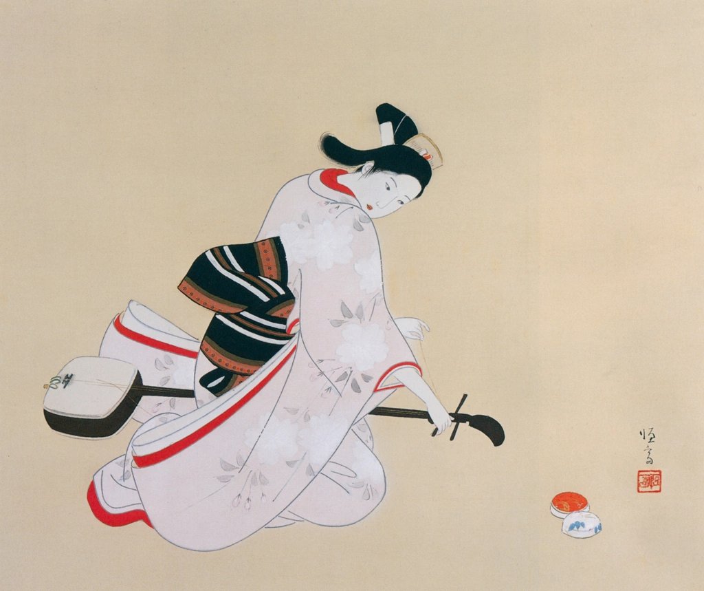 「三味線」 北野恒富 | 北野恒富展 東京ステーションギャラリーより