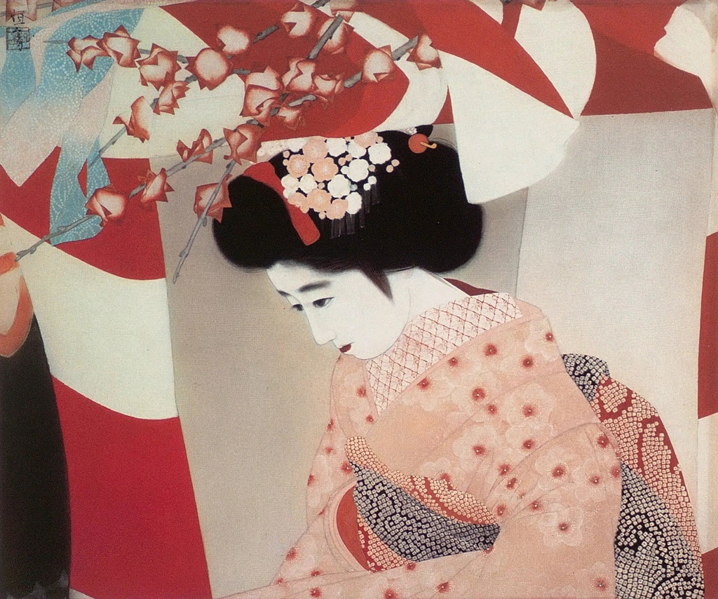 Hoe-Kago by Kitano Tsunetomi (circa 1931) | from Gendai Nihon Bijin-ga Zenshu Vol.3