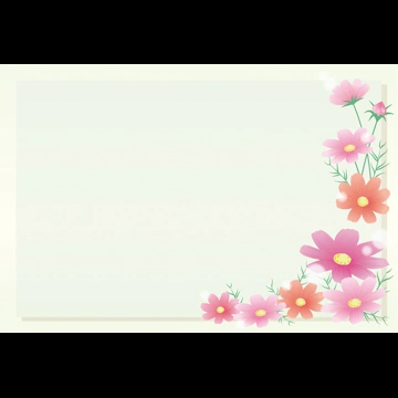 Set of 4 Cosmos Flowers and Frame Illustrations and Vectors