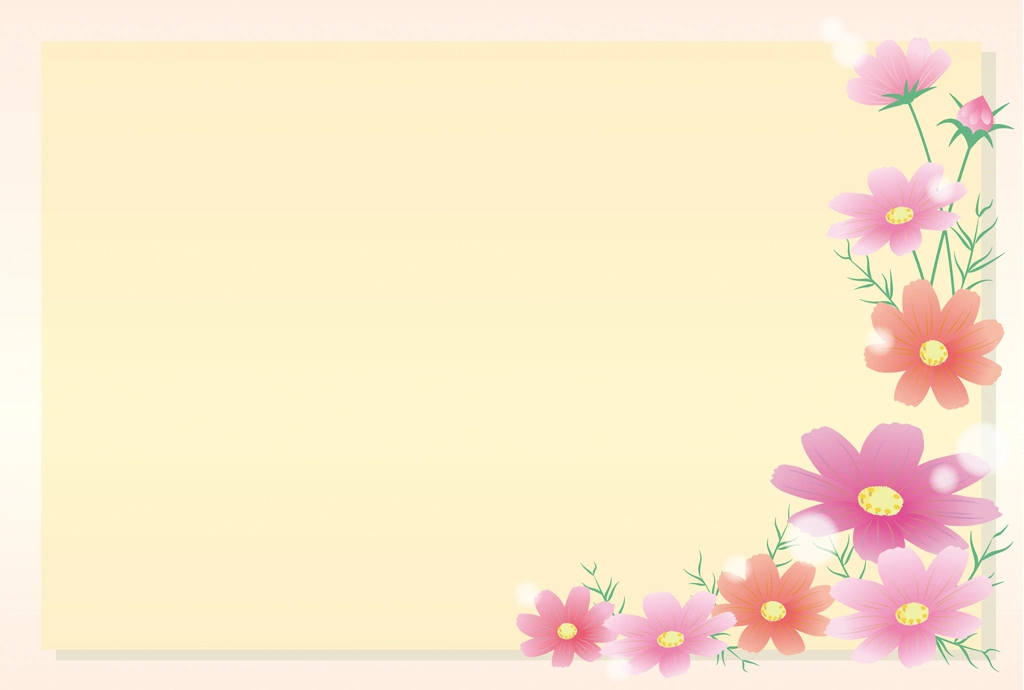 Set of 4 Cosmos Flowers and Frame Illustrations and Vectors | Yellow