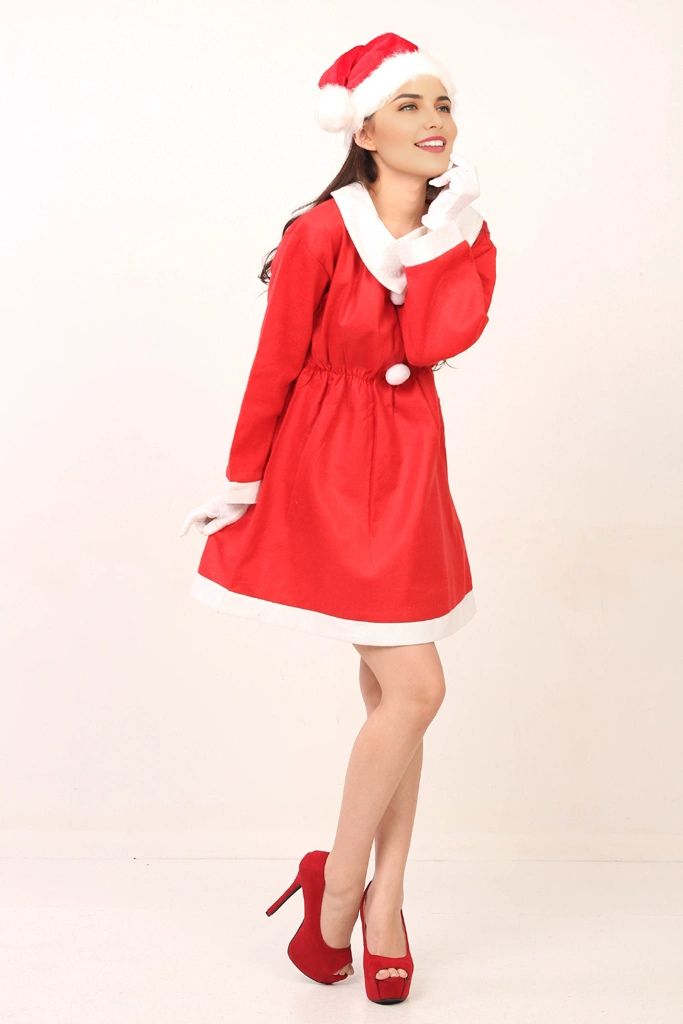 5種類のサンタクロースの衣装を着て見上げる女性のポートレート写真 | アジア人女性 ＃1 （顔 AI加工）