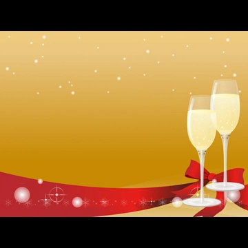 4種類のシャンパンとリボンのクリスマス背景のイラストとベクター