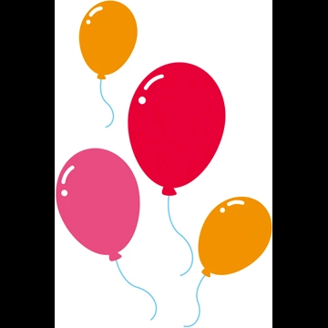 4種類の4個の風船のイラストとベクター