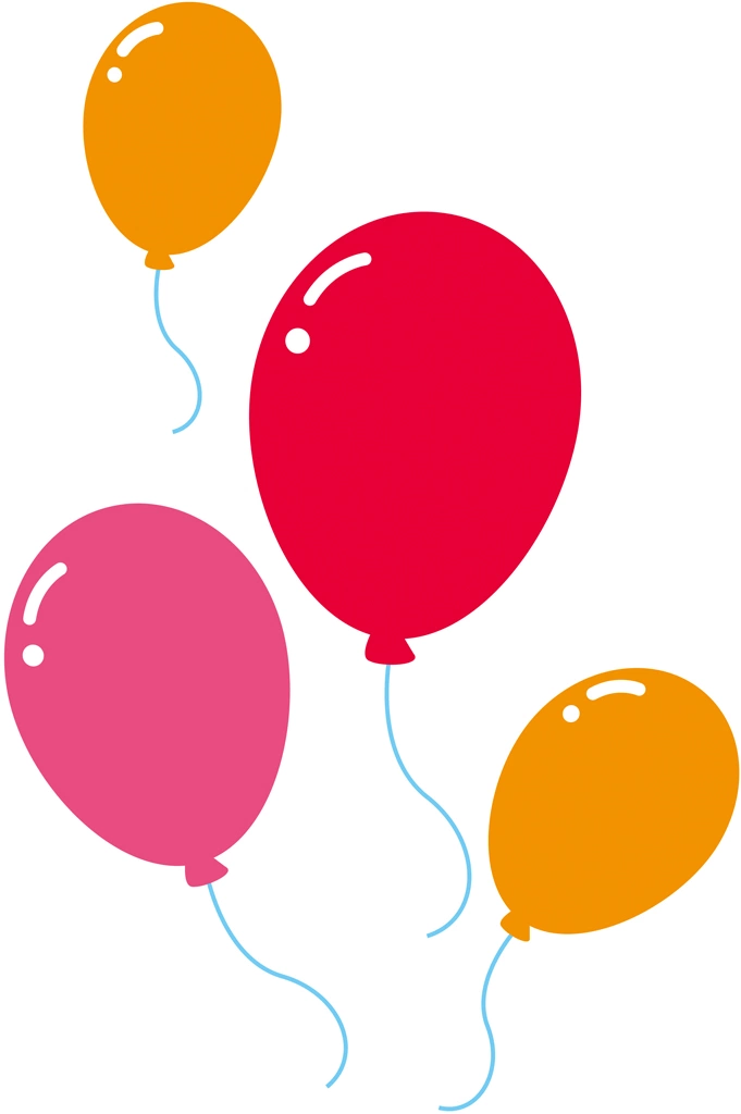 4種類の4個の風船のイラストとベクター | 赤系