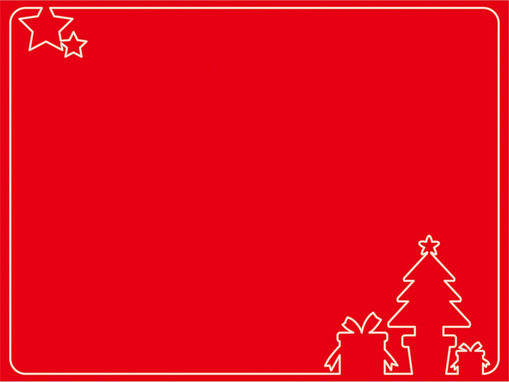 4種類のツリーとプレゼントと星のクリスマスフレームのイラストとベクター | 赤色