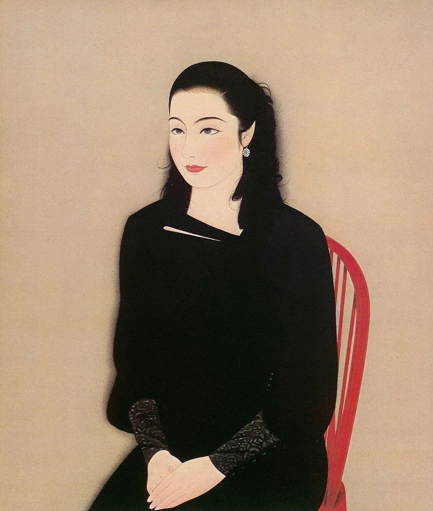 「黒衣女人像」 中村大三郎 （1933年） | 現代日本美人画全集 第3巻より