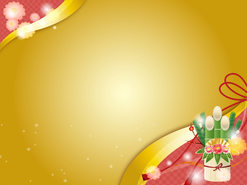 3種類の門松のお正月の飾り枠のイラストとベクター | 金色