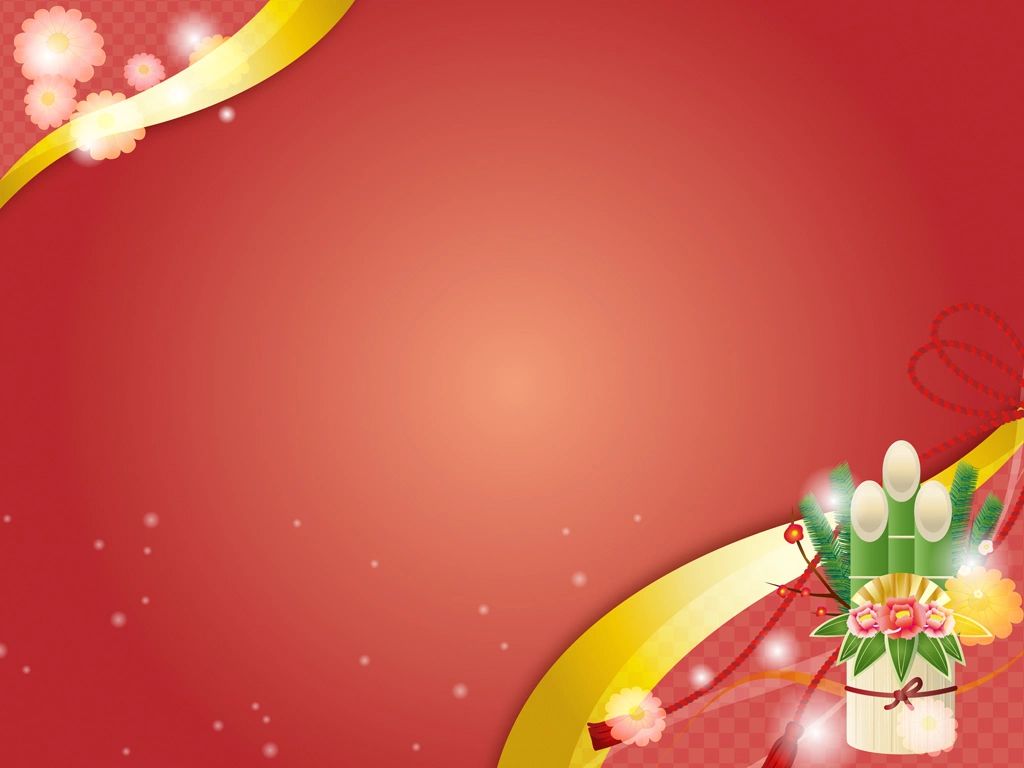 3種類の門松のお正月の飾り枠のイラストとベクター | 赤色