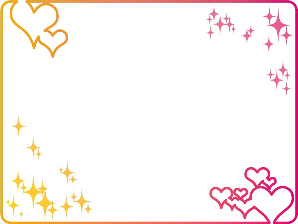 3種類のハートとキラキラの飾り枠のイラストとベクター | 2