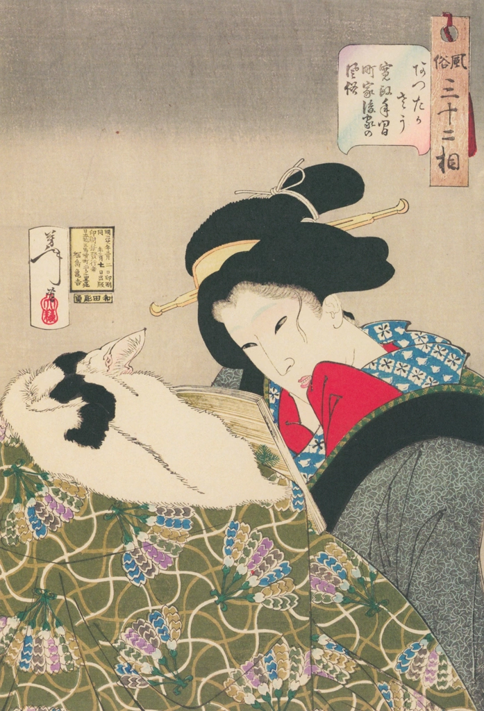 「風俗三十二相 あったかさう 寛政年間町屋後家の風俗」 月岡芳年 （1888年） | 風俗三十二相より