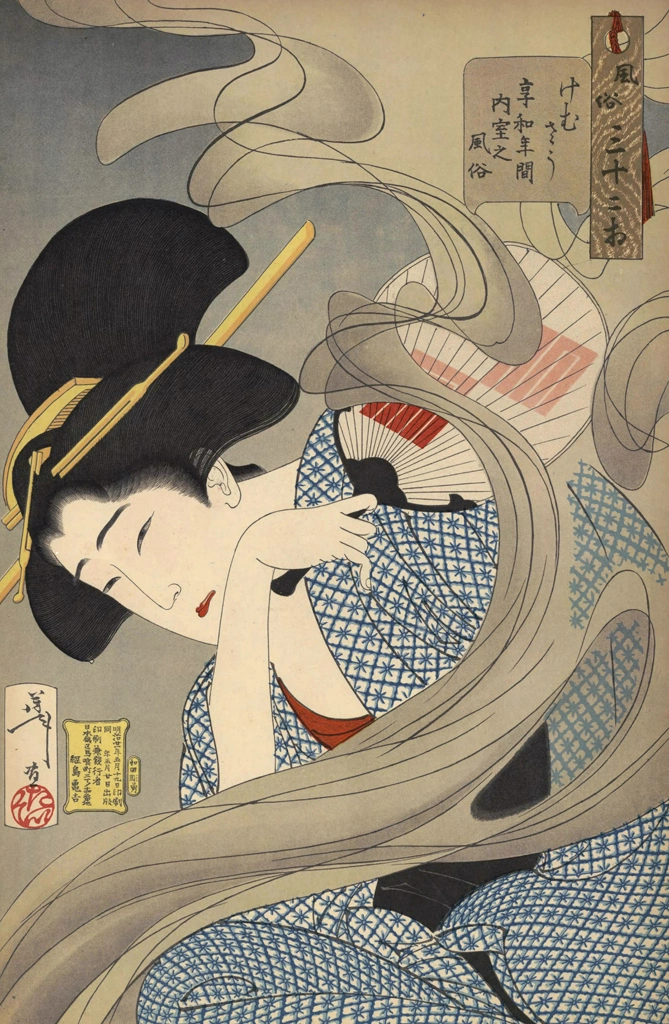 「風俗三十二相 けむさう 享和年間内室之風俗」 月岡芳年 （1888年） | 婦人風俗三十二相より