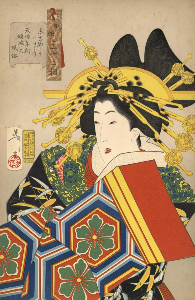 「風俗三十二相 「しなやかさう 天保年間傾城之風俗」 月岡芳年 （1888年） | 婦人風俗三十二相より