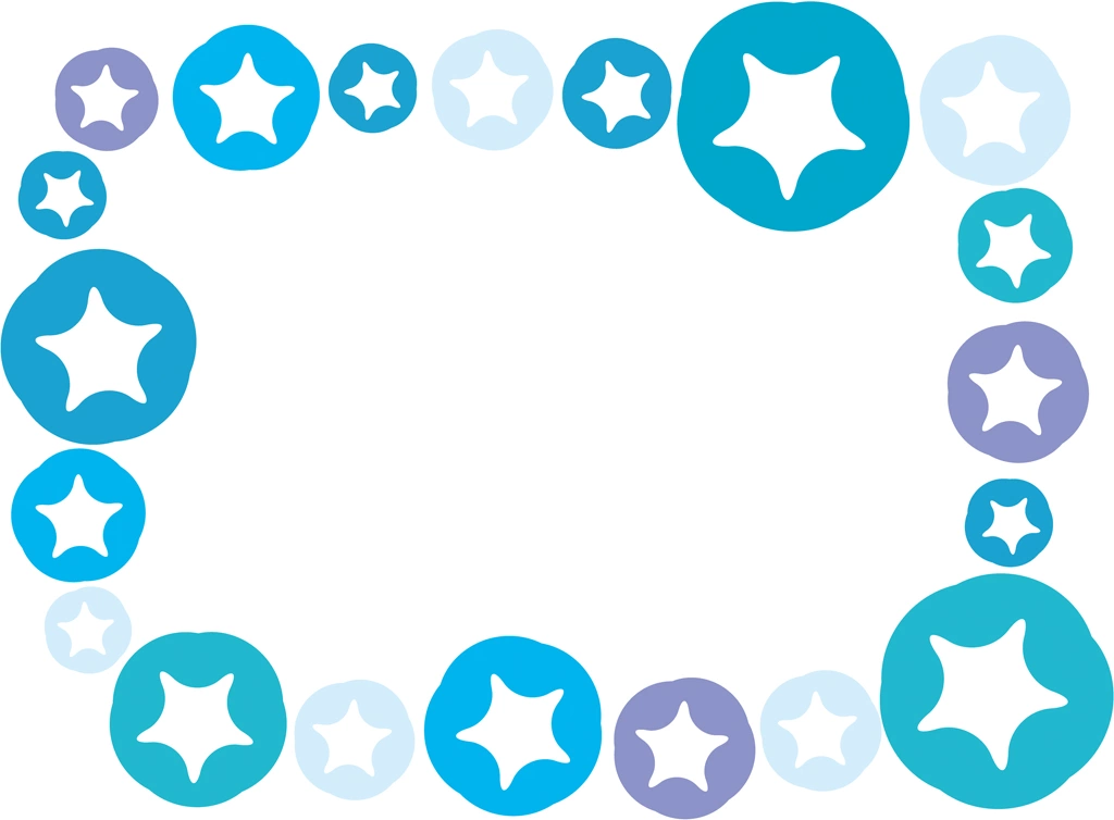 3種類のあさがおの花のフレームの背景イラストとベクター | 青系