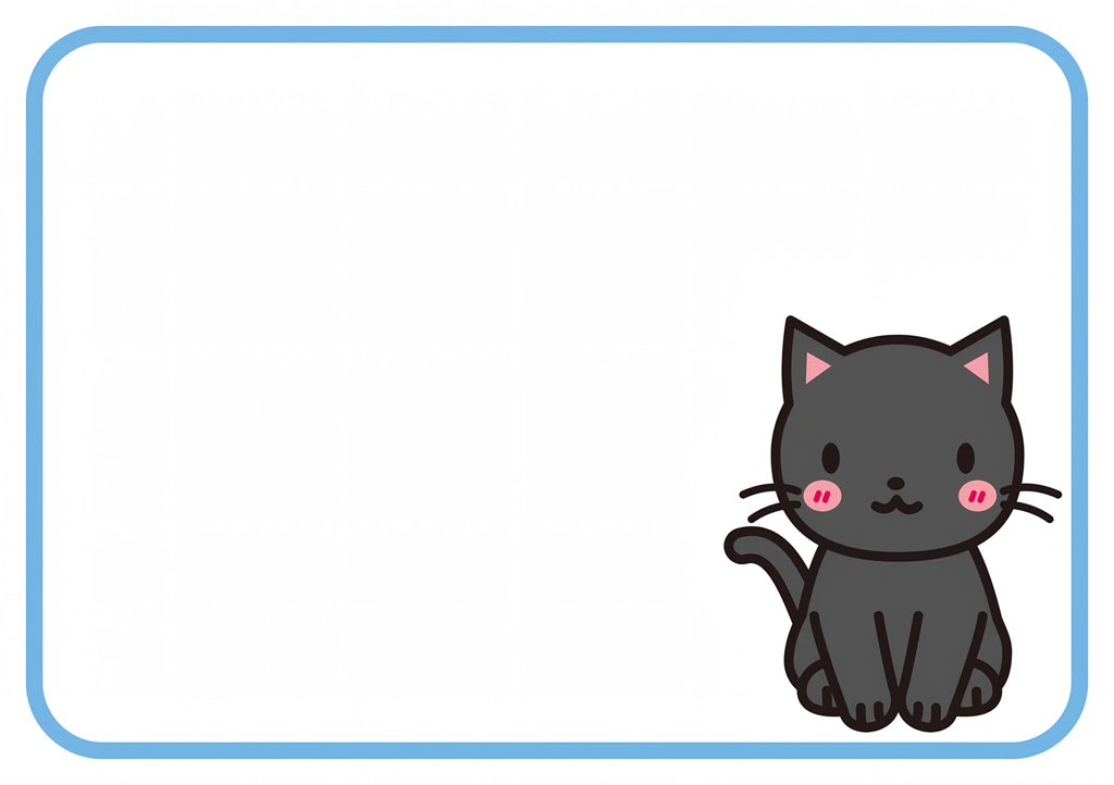 3種類の猫とフレームのイラスト | 黒猫