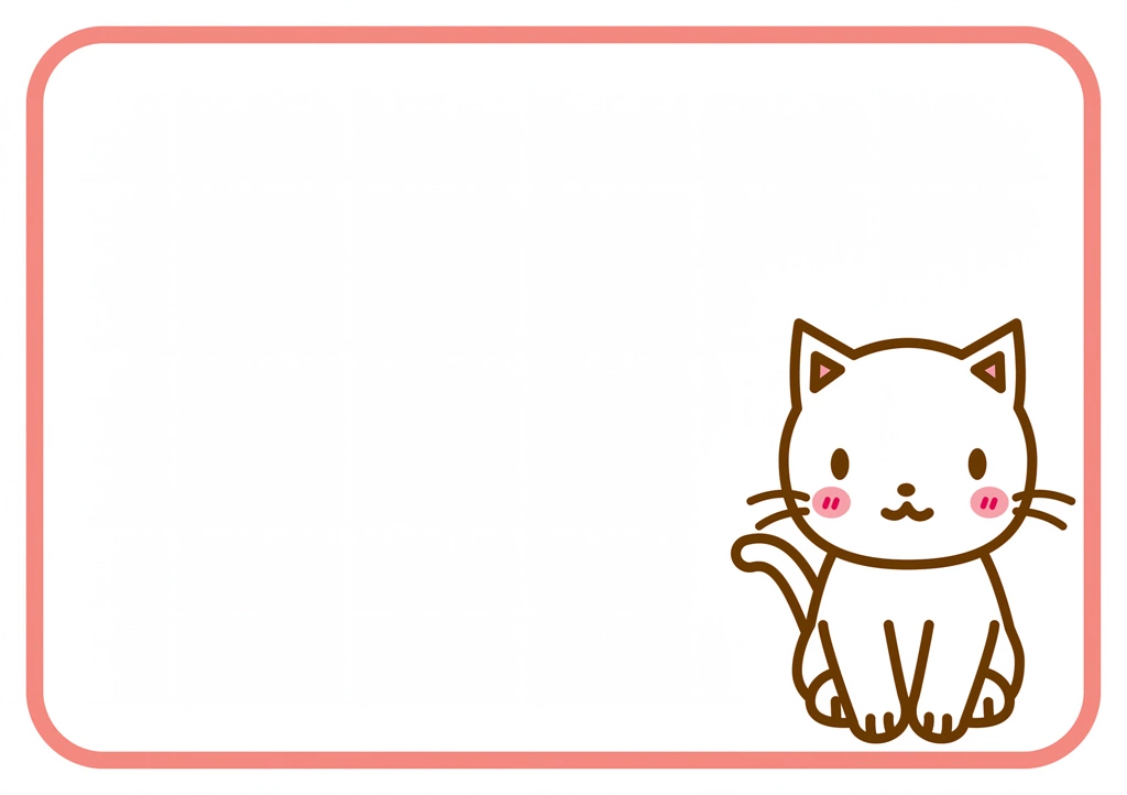 3種類の猫とフレームのイラスト | 白猫