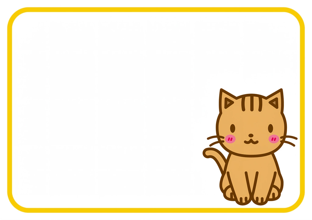 3種類の猫とフレームのイラスト | 茶トラ猫